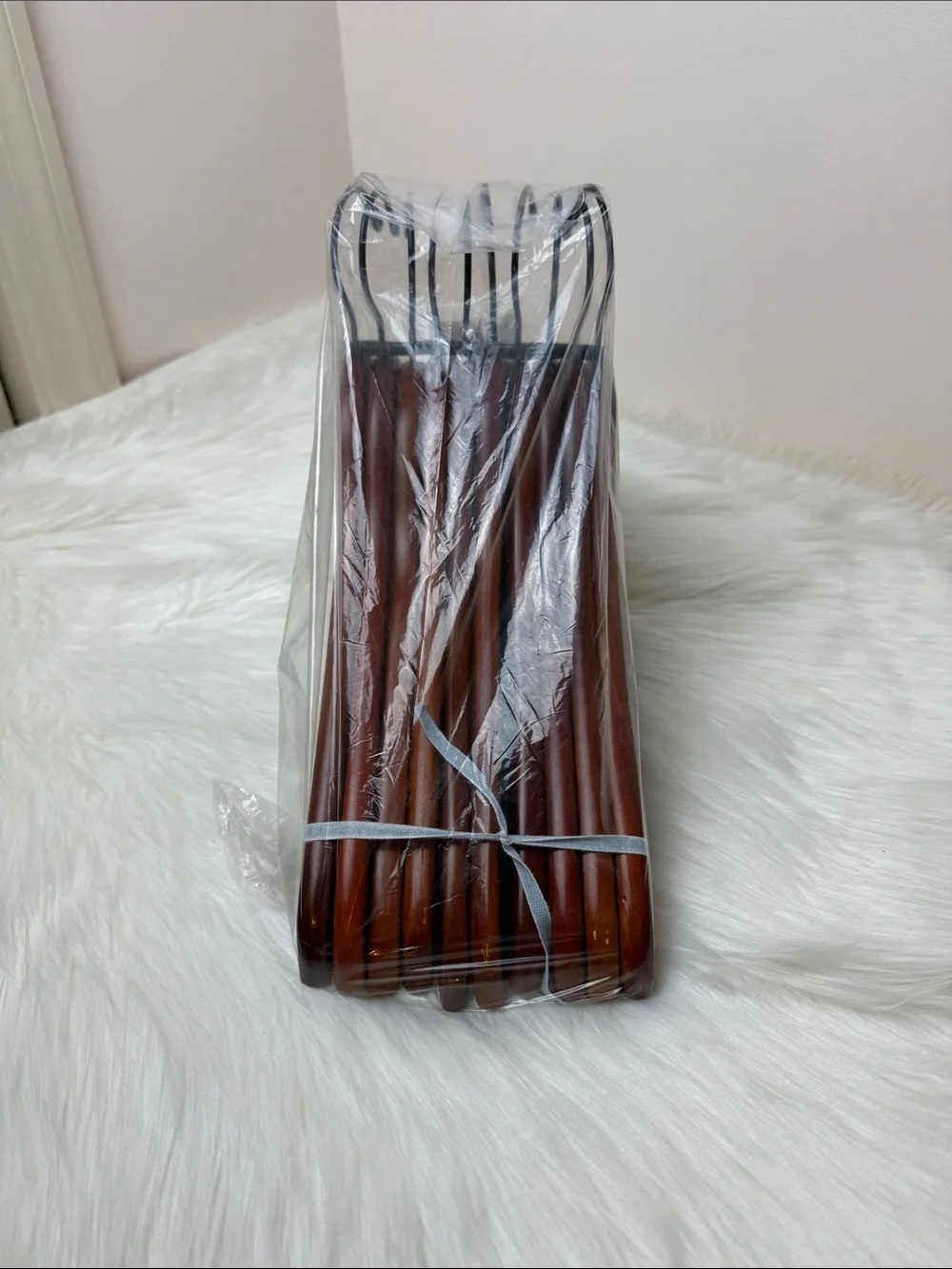 Brookstone Premium Wooden Hangers with Bar in Mahogany  - Set of 10